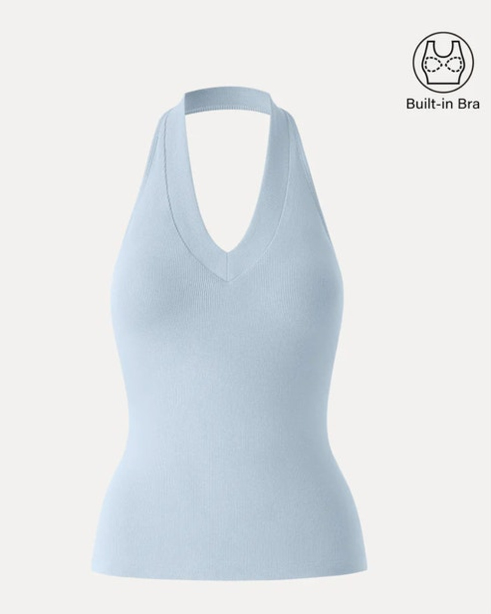 OGL Top Size M NEW Light Blue Plantive Halter Neck Open Back Bra Tank